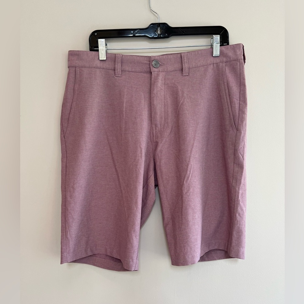 Travis Mathew Save the Day Striped Performance Golf Shorts, Grapeade Mauve, 34
